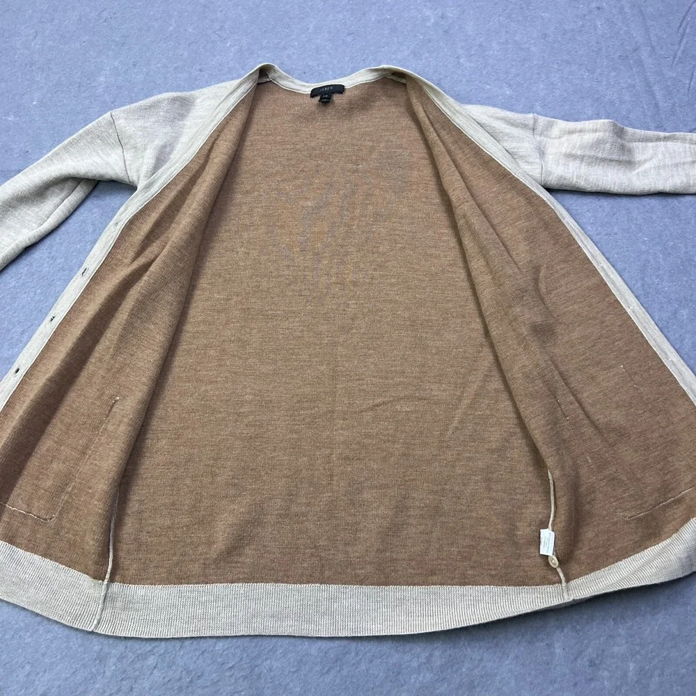 J.Crew Cardigan Women's XXS Beige Merino Wool Boyfriend Button Pockets‎ Sweater